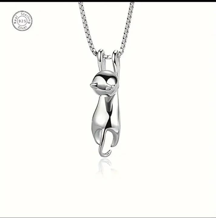 Sterling Silver Cat Charm Necklace - Image 1