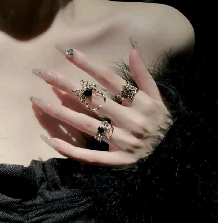Hot Topic Silver and Black Spider Ring Trio - Thumbnail 3