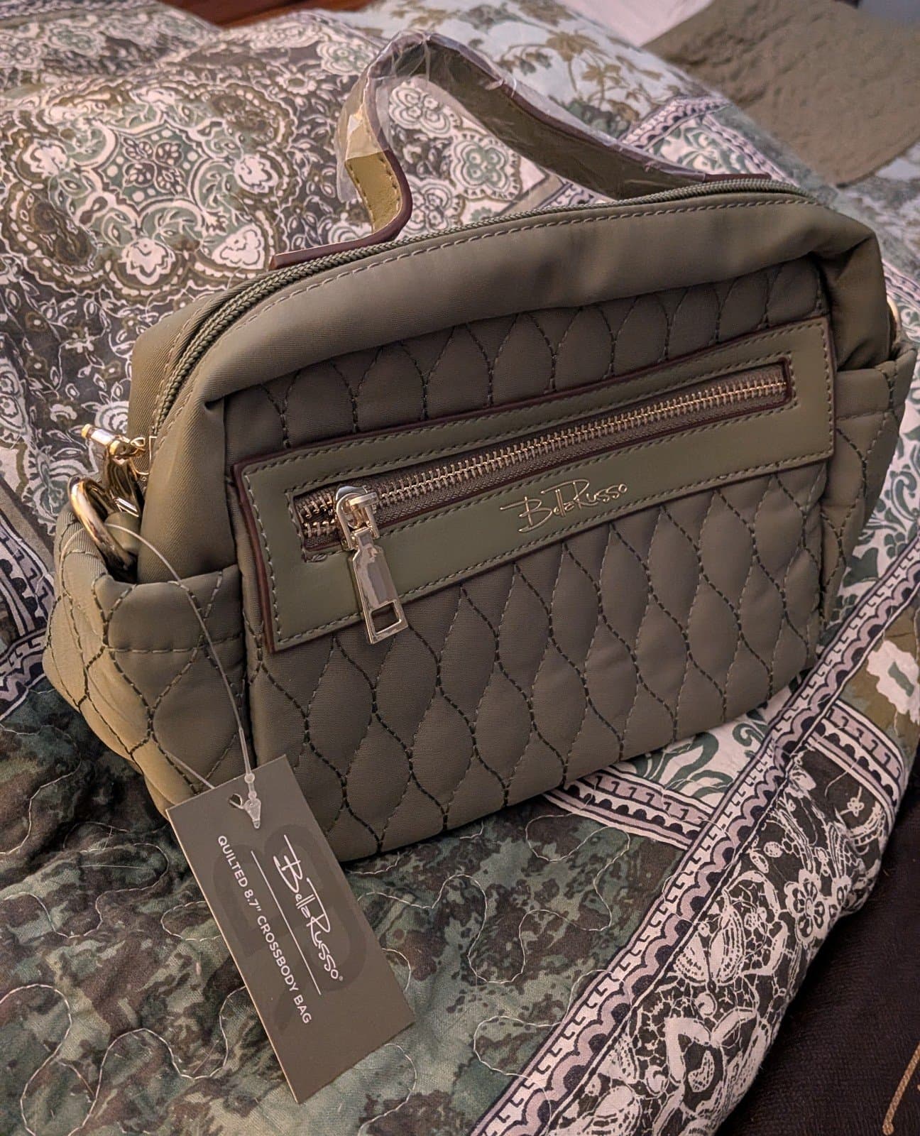 Belle Russo Quilted Green Crossbody Bag - Thumbnail 3