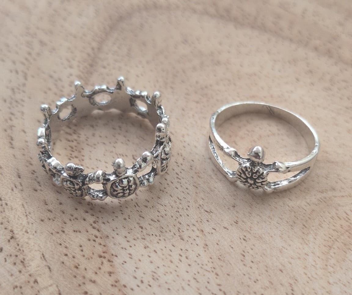 Silver Rings with Stone Settings and Intricate Designs 1 ring - Thumbnail 8