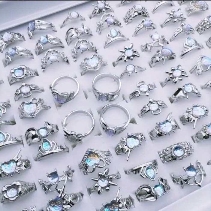 Silver Rings with Stone Settings and Intricate Designs 1 ring - Thumbnail 2