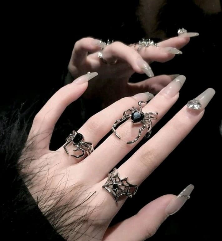Hot Topic Silver and Black Spider Ring Trio - Thumbnail 2