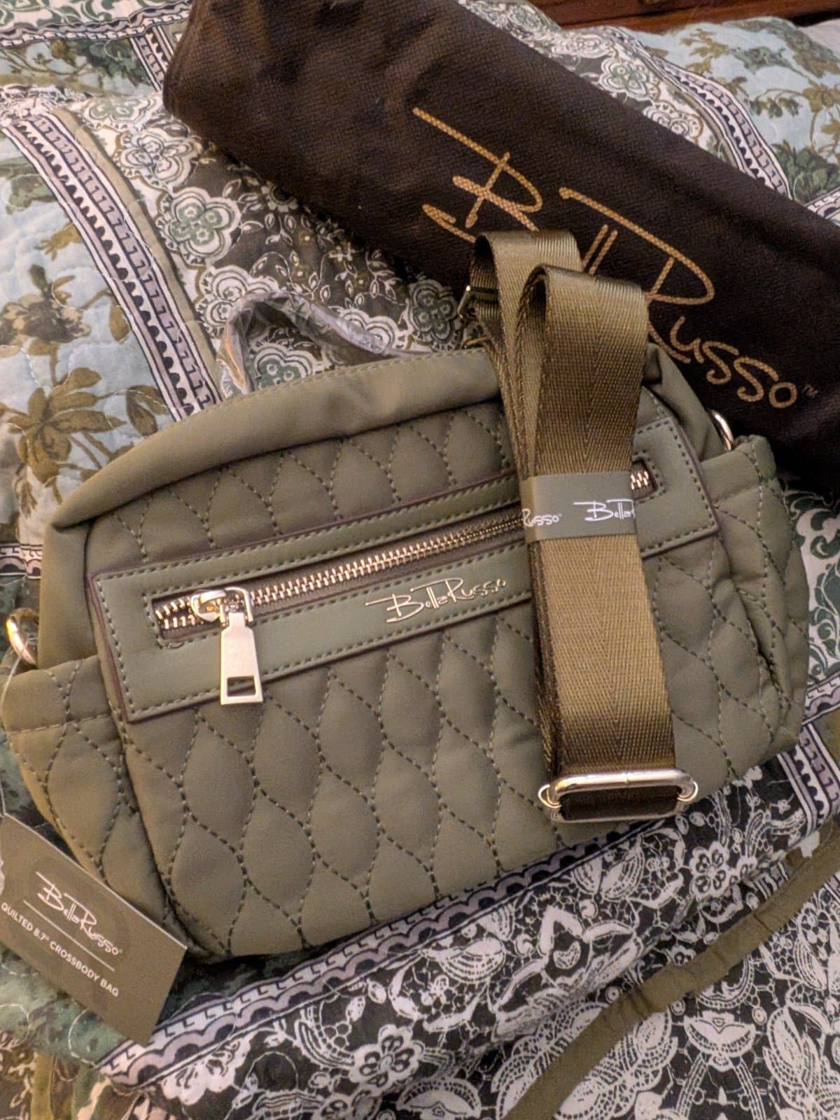 Belle Russo Quilted Green Crossbody Bag - Thumbnail 4
