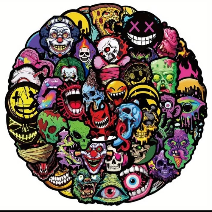 25 pack of spooky face stickers - Image 1