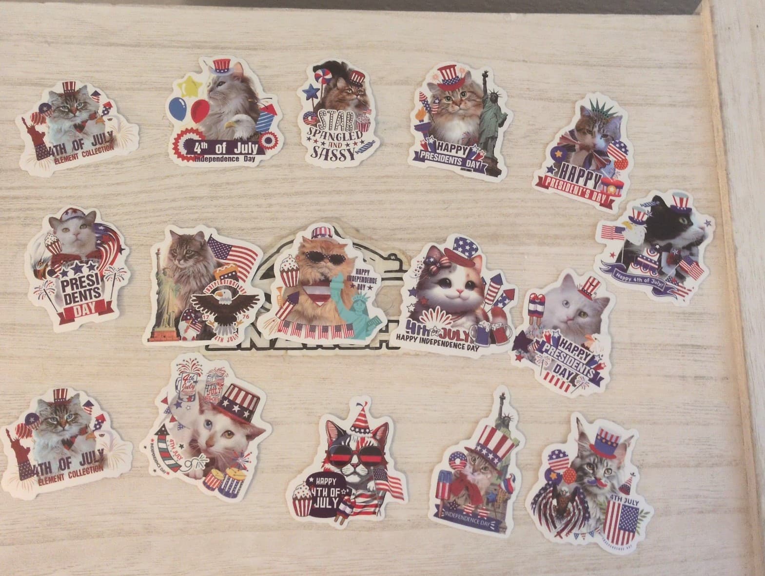 Patriotic Cat Stickers - Red, White & Blue - Image 1