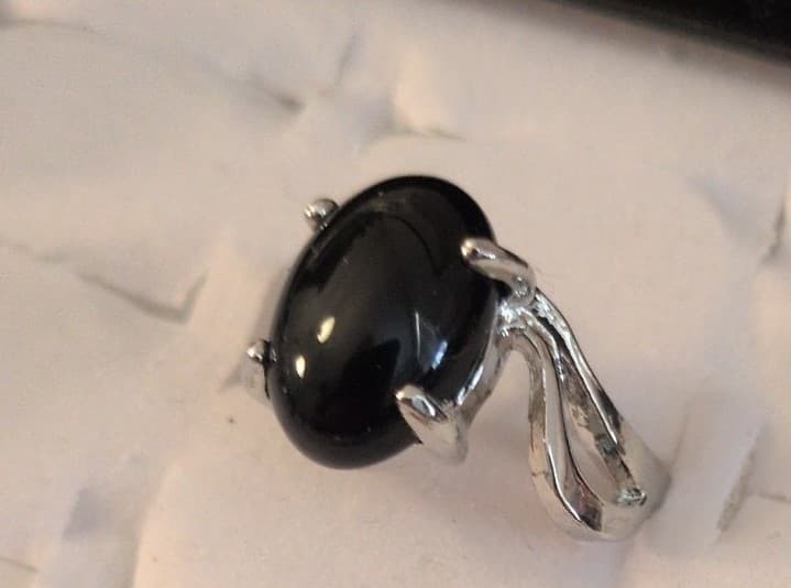 Elegant Black and Silver Women's Ring - Thumbnail 2