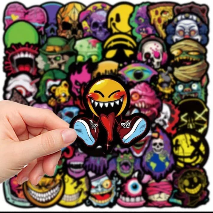 25 pack of spooky face stickers - Thumbnail 3