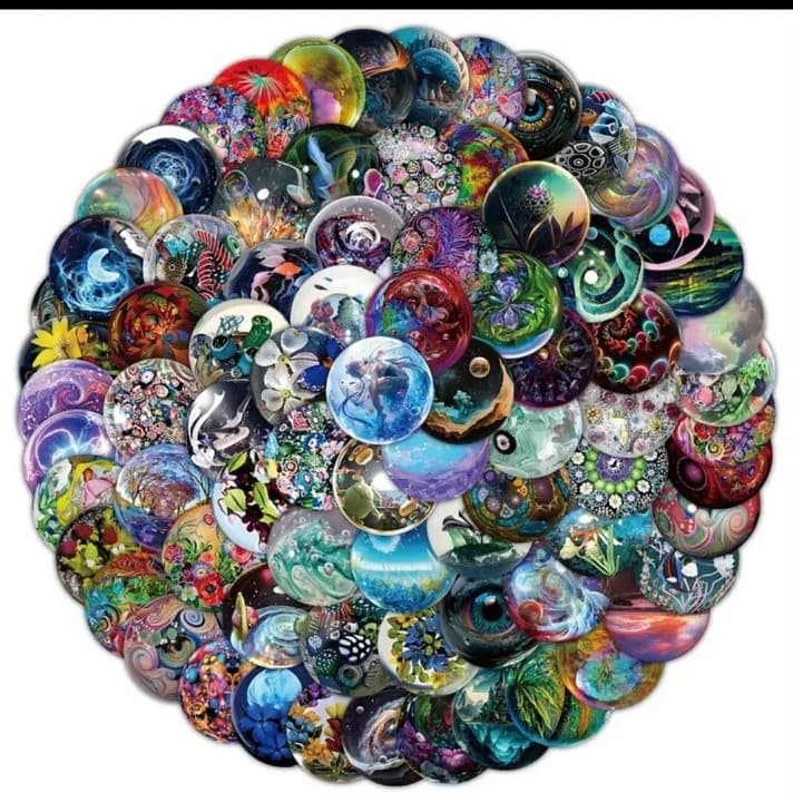 Psychedelic Cosmic Sticker Collection with Vibrant Colors - Image 1