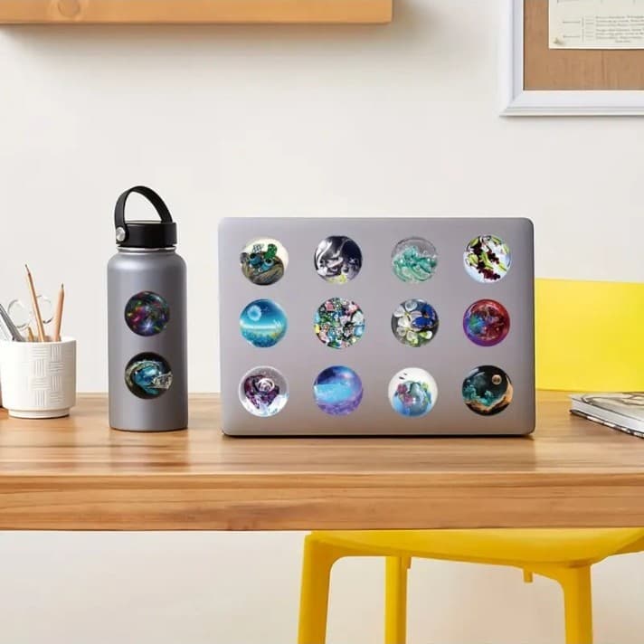 Psychedelic Cosmic Sticker Collection with Vibrant Colors - Thumbnail 8