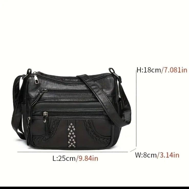 Gray Shoulder Bag with Adjustable Strap and Braided Detailing - Thumbnail 4