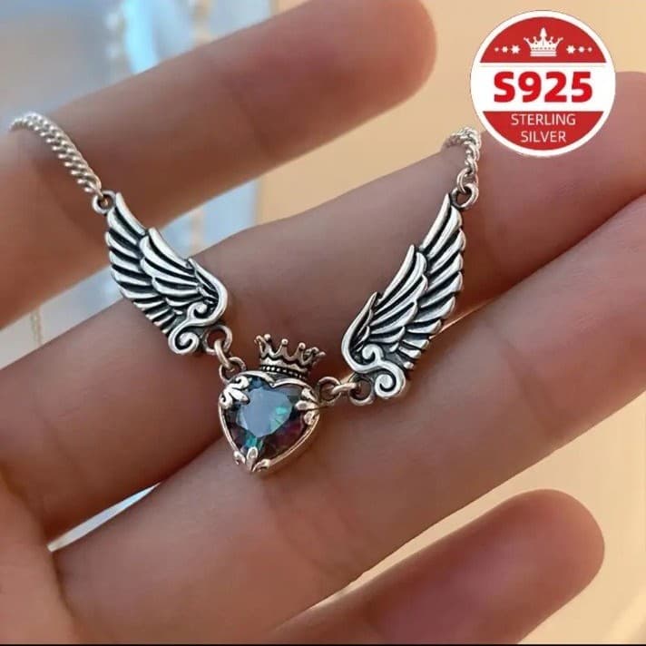 Silver Winged Heart Necklace - Image 1