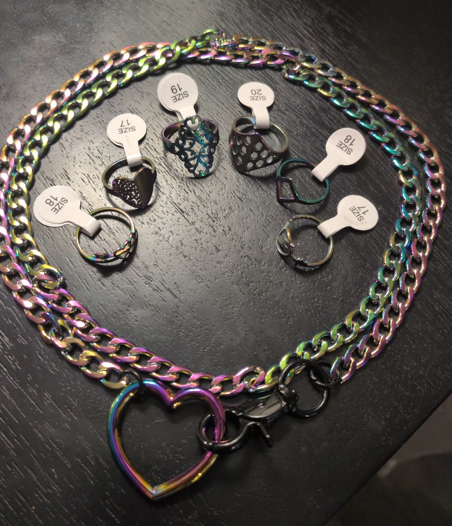 Hot topic Rainbow Chain Necklace and Ring Set - Image 1