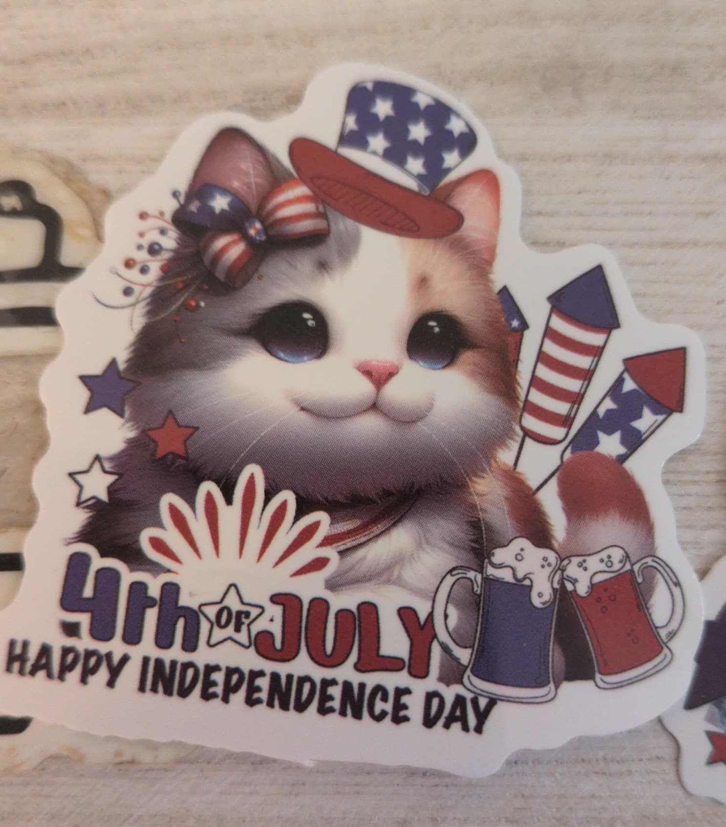 Patriotic Cat Stickers - Red, White & Blue - Thumbnail 3