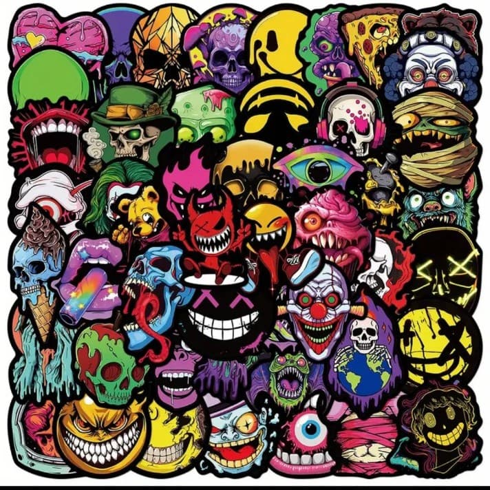 25 pack of spooky face stickers - Thumbnail 2