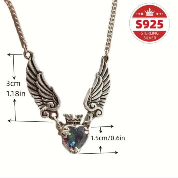 Silver Winged Heart Necklace - Thumbnail 4