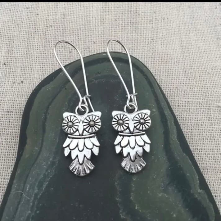 Silver Owl Dangle Earrings hold for cinny ! - Thumbnail 3