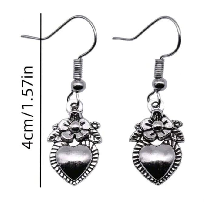 Kohl's Silver Heart and Flower Earrings - Thumbnail 3