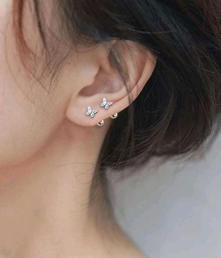 Elegant Silver Butterfly Stud Earrings - Thumbnail 5