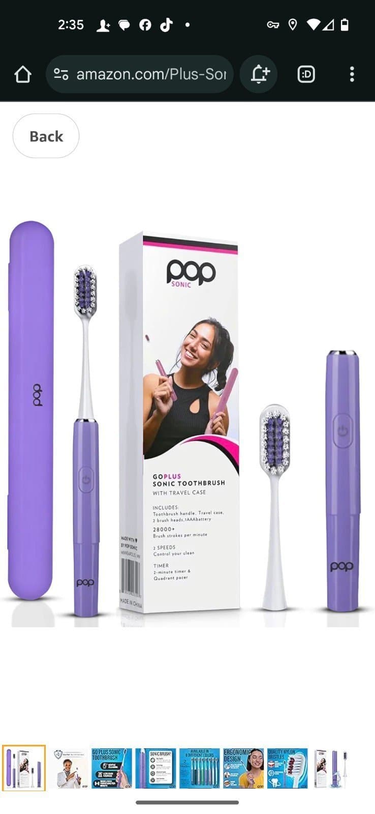 Go Plus Sonic Toothbrushes for Adults w/Electric Toothbrush Case - punchy purple - Image 1