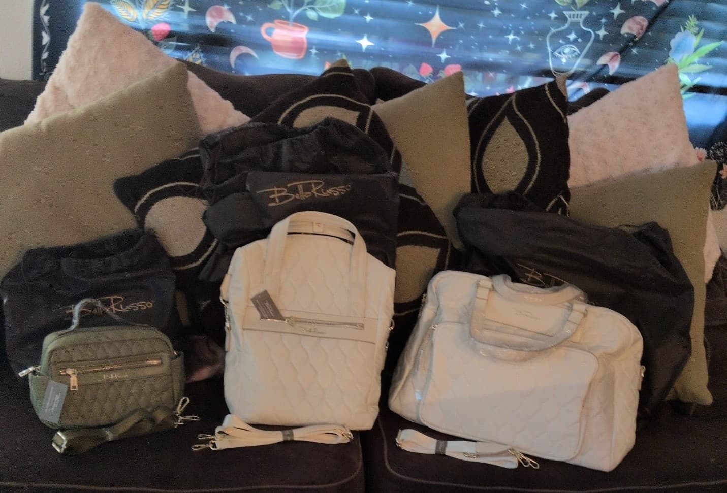 NWT Bella Russo 3-Pc Quilted Travel Set + Original Logo Dust Bags - Image 1