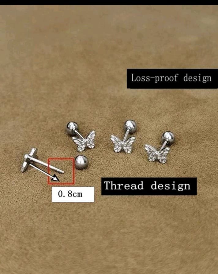 Elegant Silver Butterfly Stud Earrings - Thumbnail 3