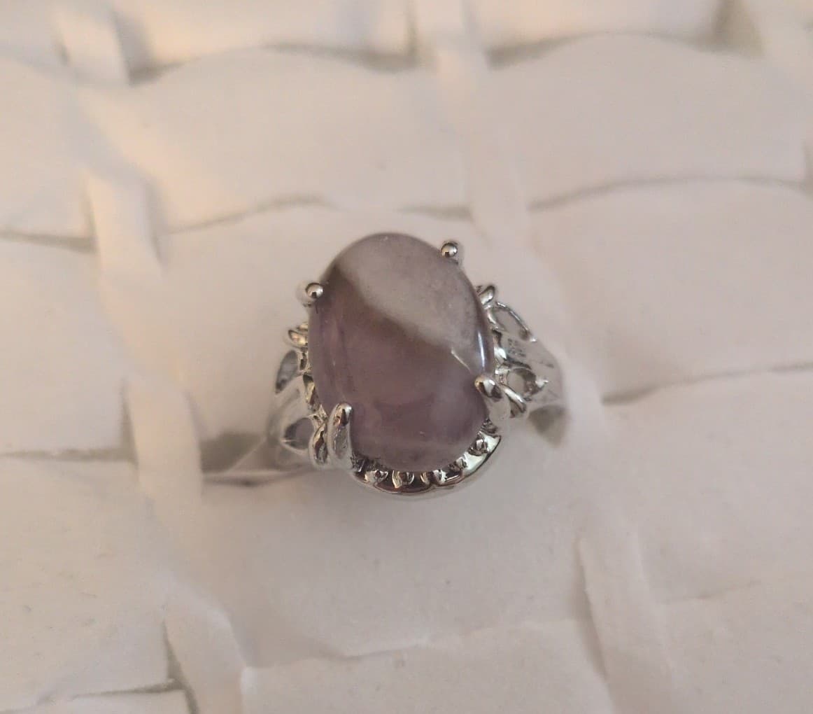 Elegant Silver and Purple Stone Ring - Thumbnail 4