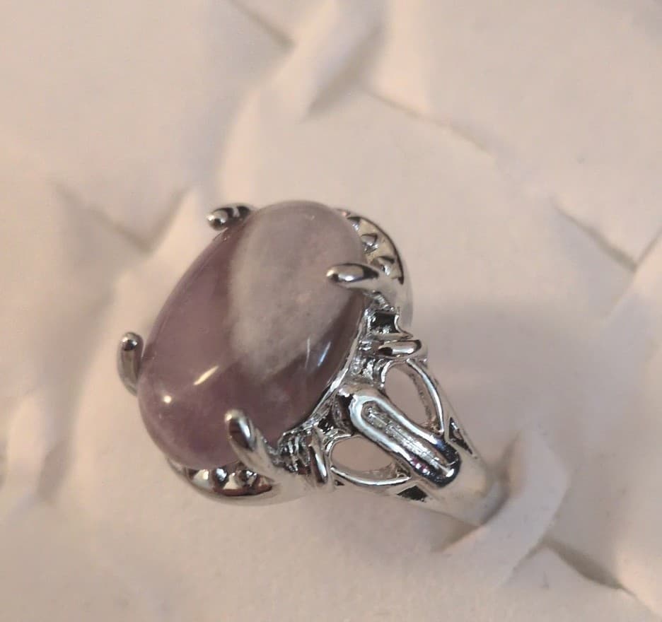 Elegant Silver and Purple Stone Ring - Thumbnail 2