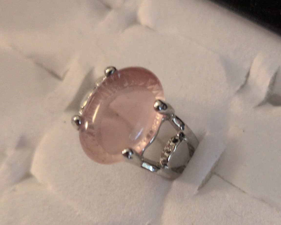 Elegant Pink Stone Silver Ring - Thumbnail 2