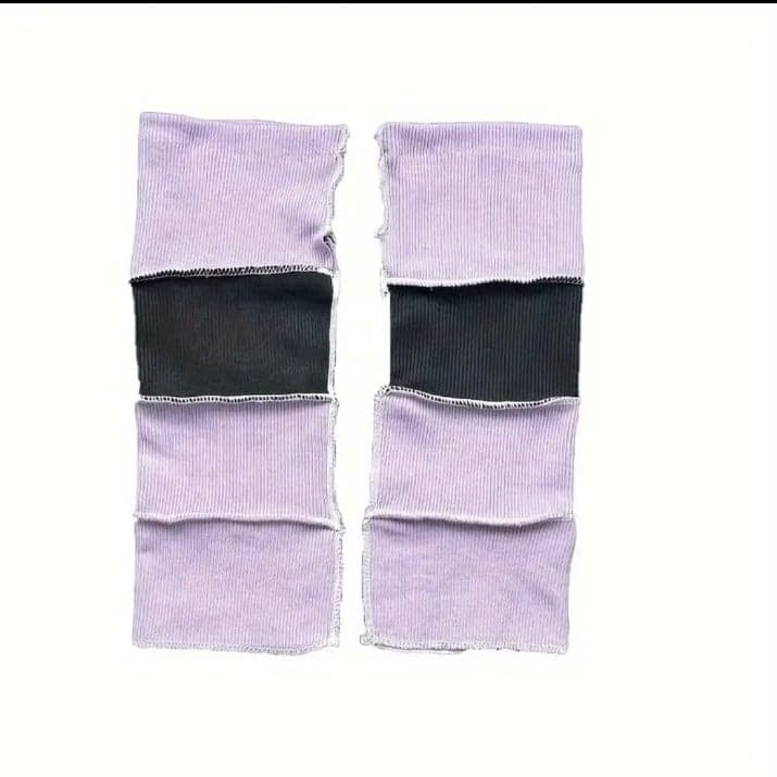 Hot topic Purple and Black Striped Leg/Arm Warmers - Image 1