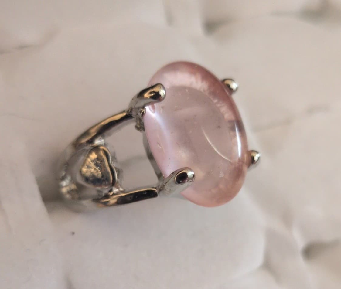 Elegant Pink Stone Silver Ring - Thumbnail 3