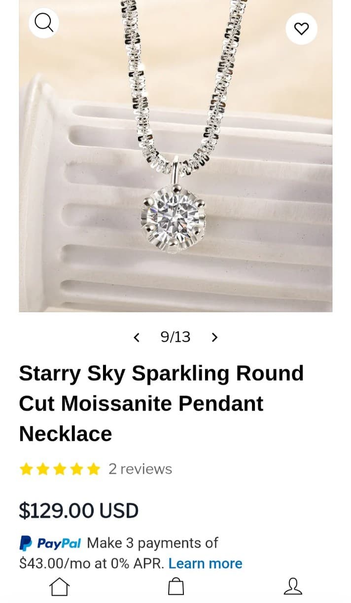 Sterling Silver Moissanite Pendant Necklace with gra certificate - Thumbnail 5