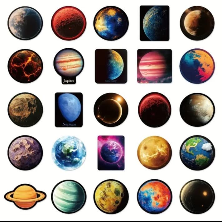 Colorful Planet Stickers Set 25 Pack - Thumbnail 4
