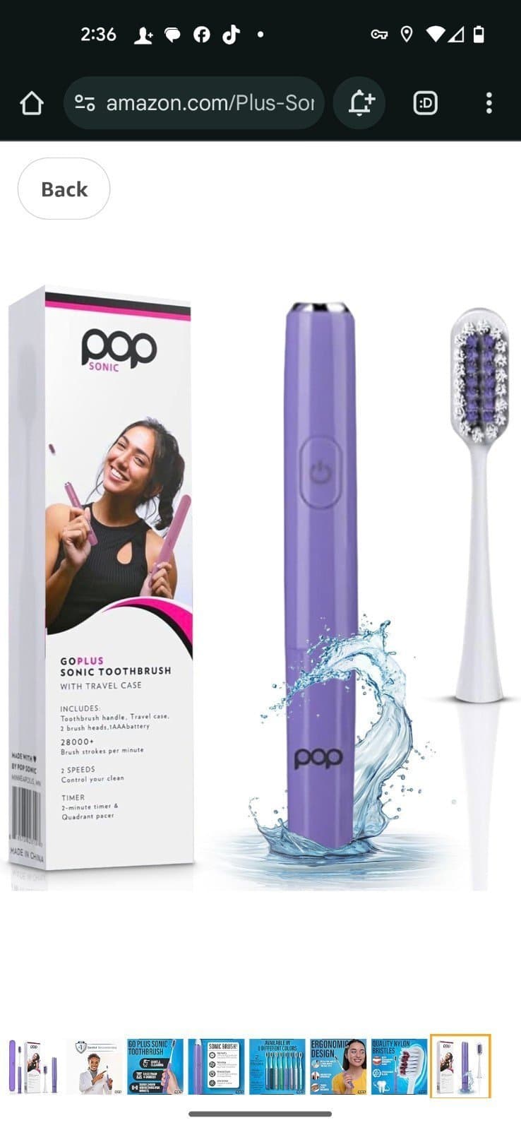Go Plus Sonic Toothbrushes for Adults w/Electric Toothbrush Case - punchy purple - Thumbnail 8
