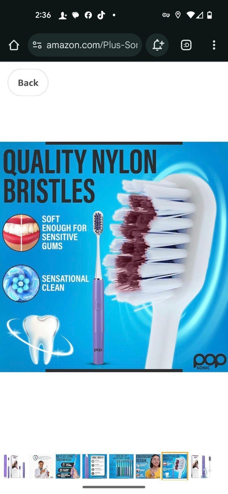 Go Plus Sonic Toothbrushes for Adults w/Electric Toothbrush Case - punchy purple - Thumbnail 7