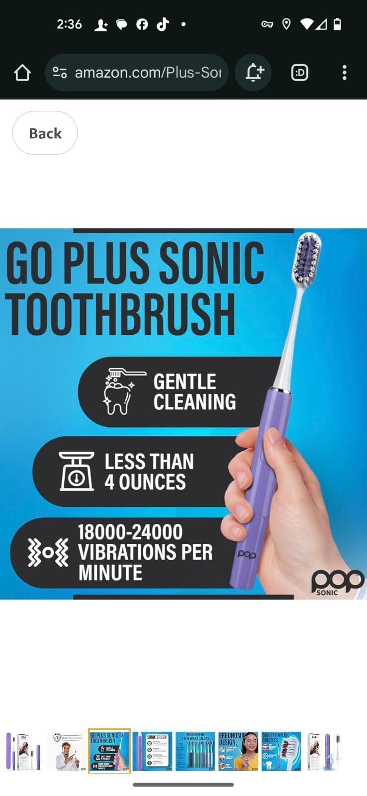 Go Plus Sonic Toothbrushes for Adults w/Electric Toothbrush Case - punchy purple - Thumbnail 3