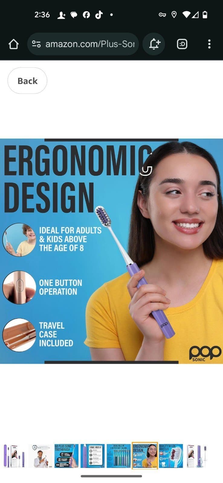 Go Plus Sonic Toothbrushes for Adults w/Electric Toothbrush Case - punchy purple - Thumbnail 6