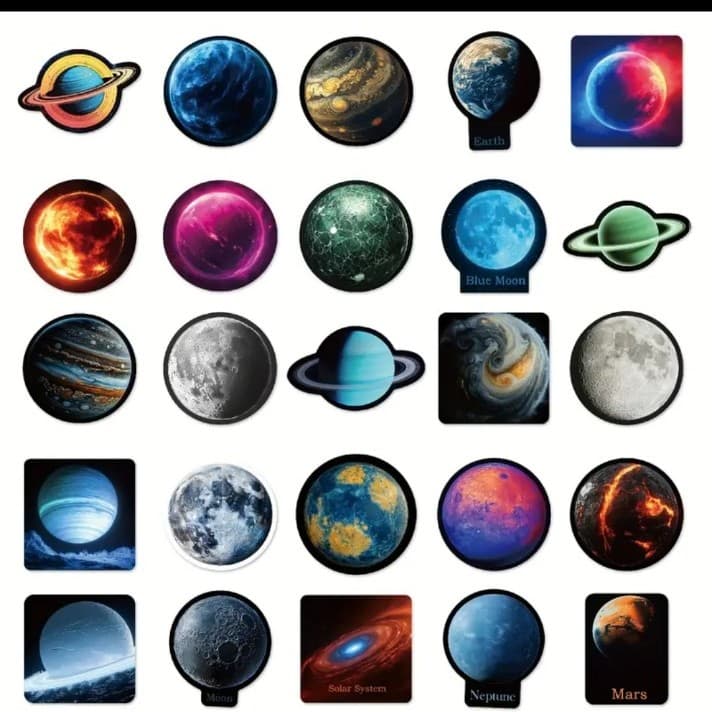 Colorful Planet Stickers Set 25 Pack - Thumbnail 5
