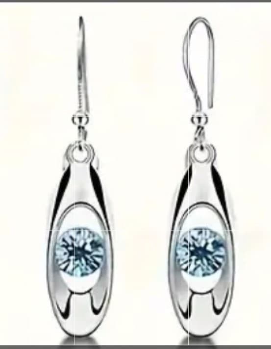 Elegant Silver and Blue Drop Earrings - Image 1
