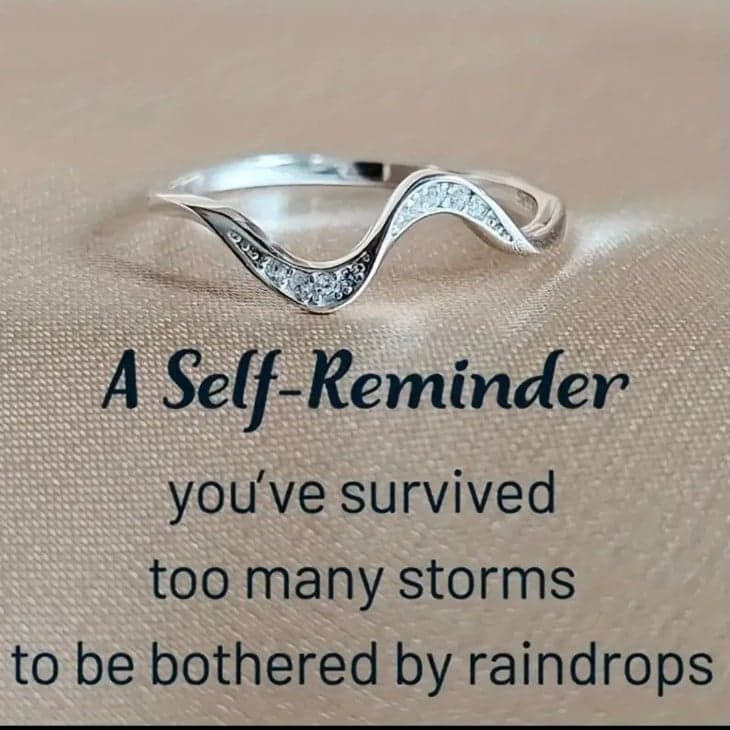 Silver Curved Band Ring with Sparkling Stones - Image 1