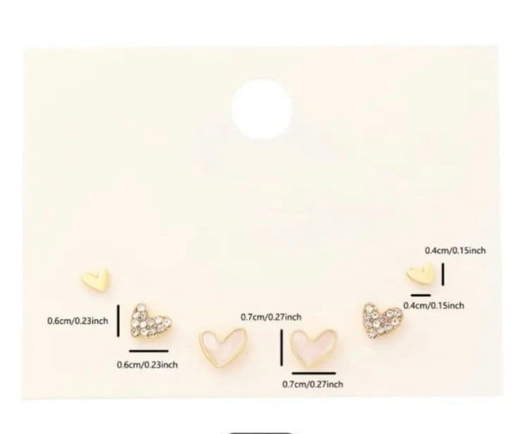CUTE HEART EARRINGS! 3 PAIR!! - Thumbnail 3