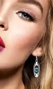 Elegant Silver and Blue Drop Earrings - Thumbnail 3