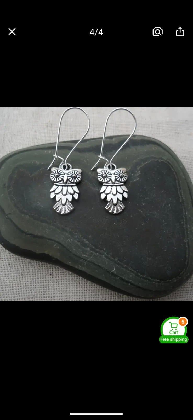 Silver Owl Earrings - Thumbnail 4