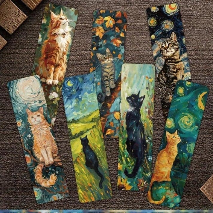 Artistic Cat Bookmarks Set - Image 1