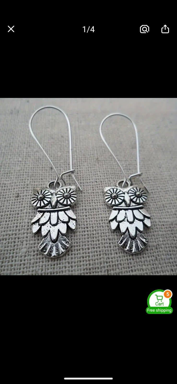 Silver Owl Earrings - Image 1