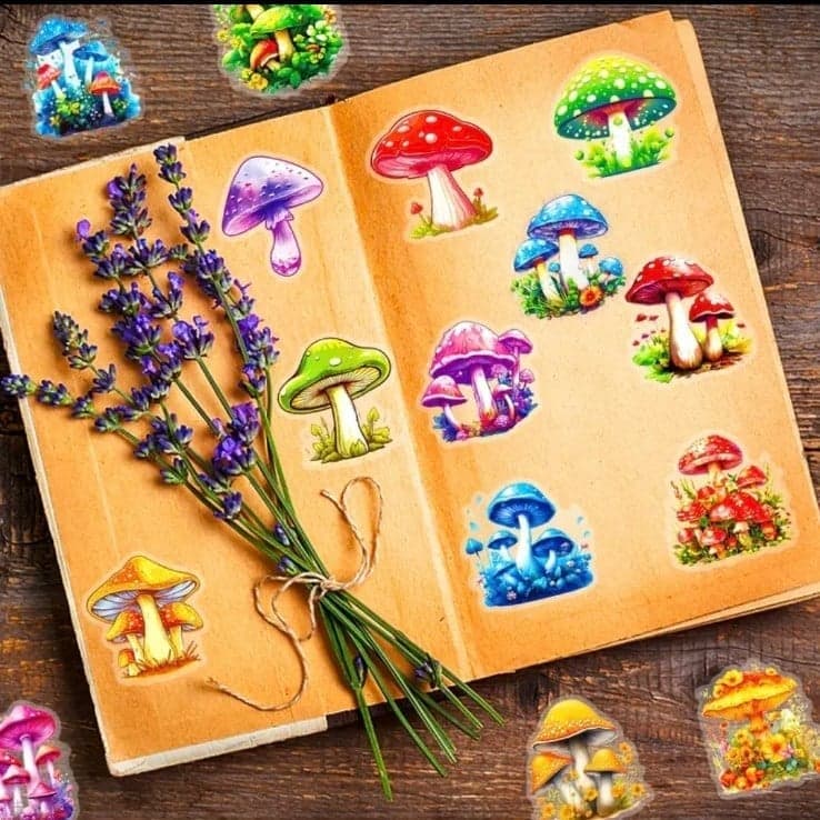 Colorful Mushroom Sticker Set 10 pack - Thumbnail 3