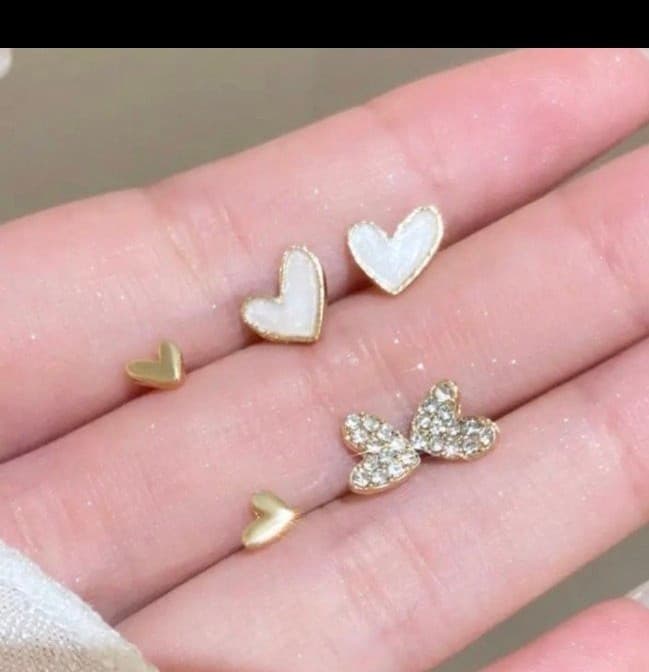 CUTE HEART EARRINGS! 3 PAIR!! - Image 1