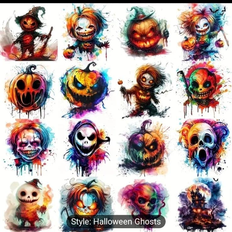 1 Pack Of Spooky Ghosts Stickers, Halloween Themed Self-Adhesive Paper 7 pack - Image 1