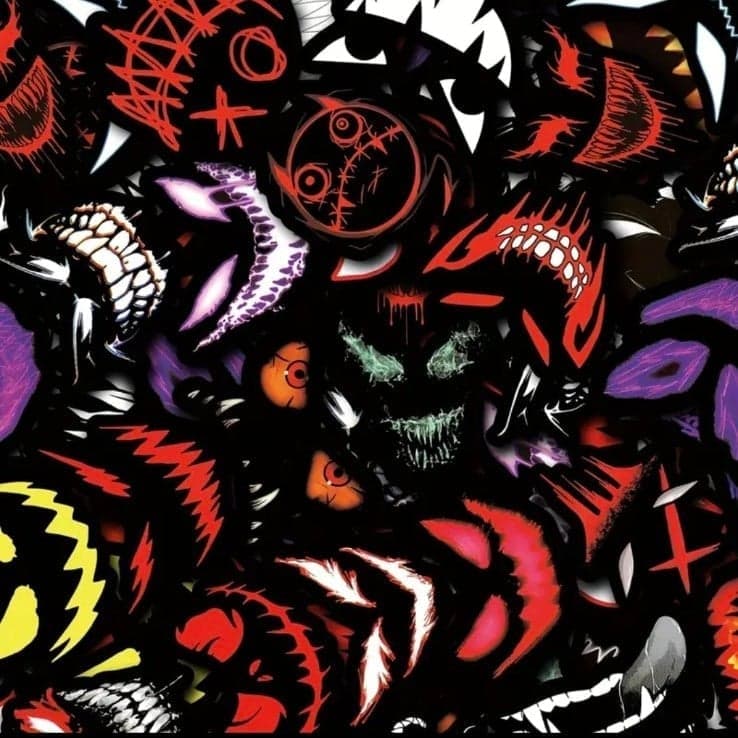 Colorful Monster Face Stickers 10 pack - Image 1