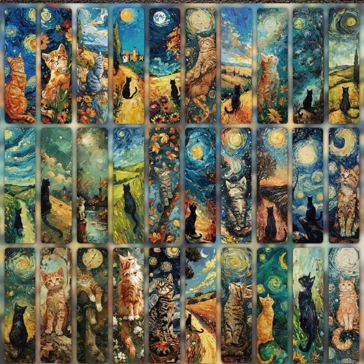 Artistic Cat Bookmarks Set - Thumbnail 2