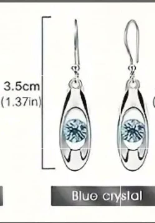 Elegant Silver and Blue Drop Earrings - Thumbnail 2